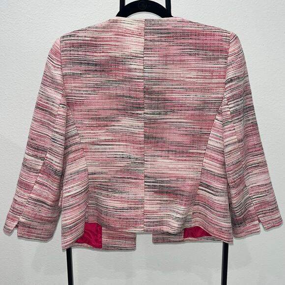 Kasper women's 4P Pink Black White Tweed Open Front Blazer - Picture 2 of 5
